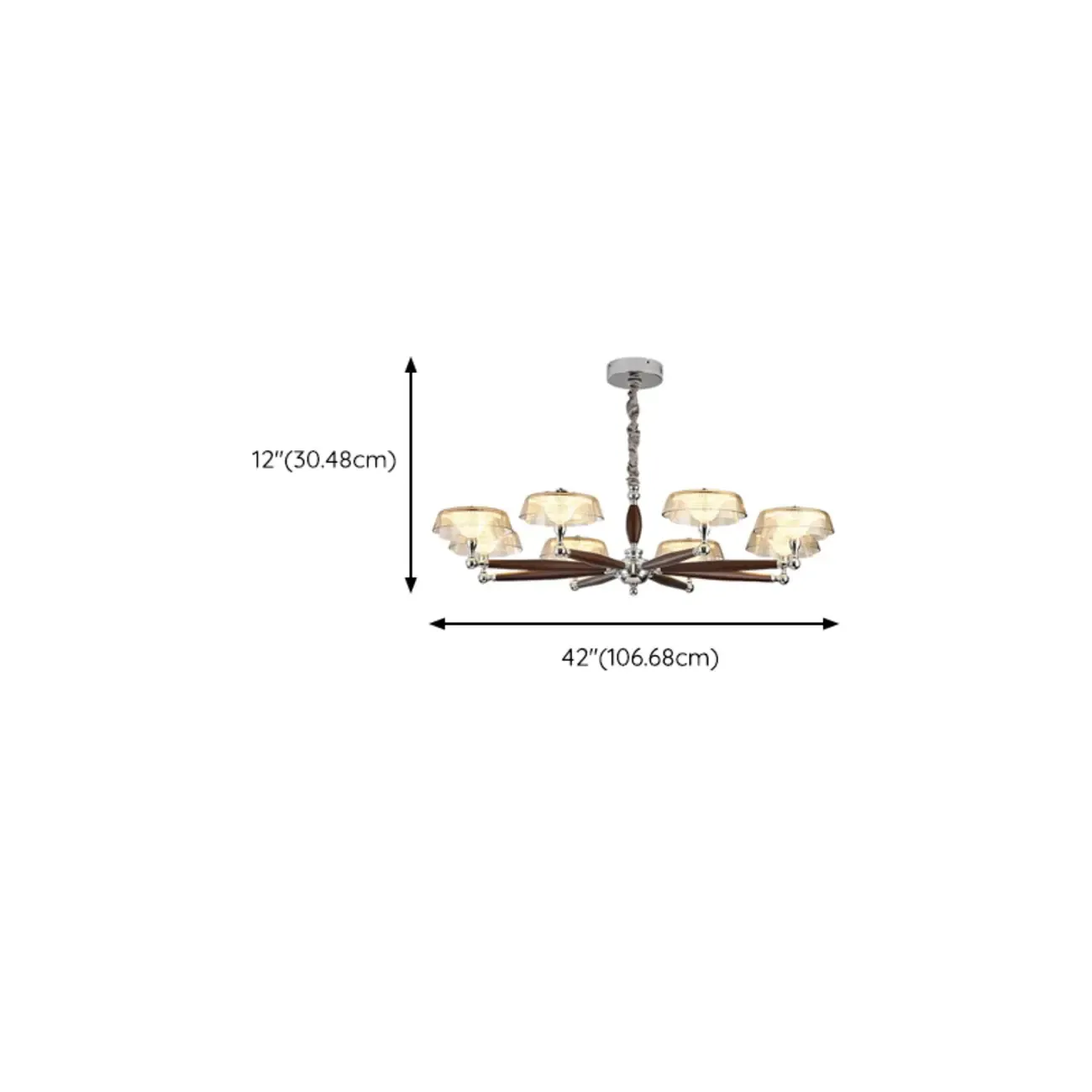 Brown Linear Wood Glass Modern Crystal Chandelier Light Image - 11