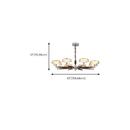 Brown Linear Wood Glass Modern Crystal Chandelier Light Image - 11