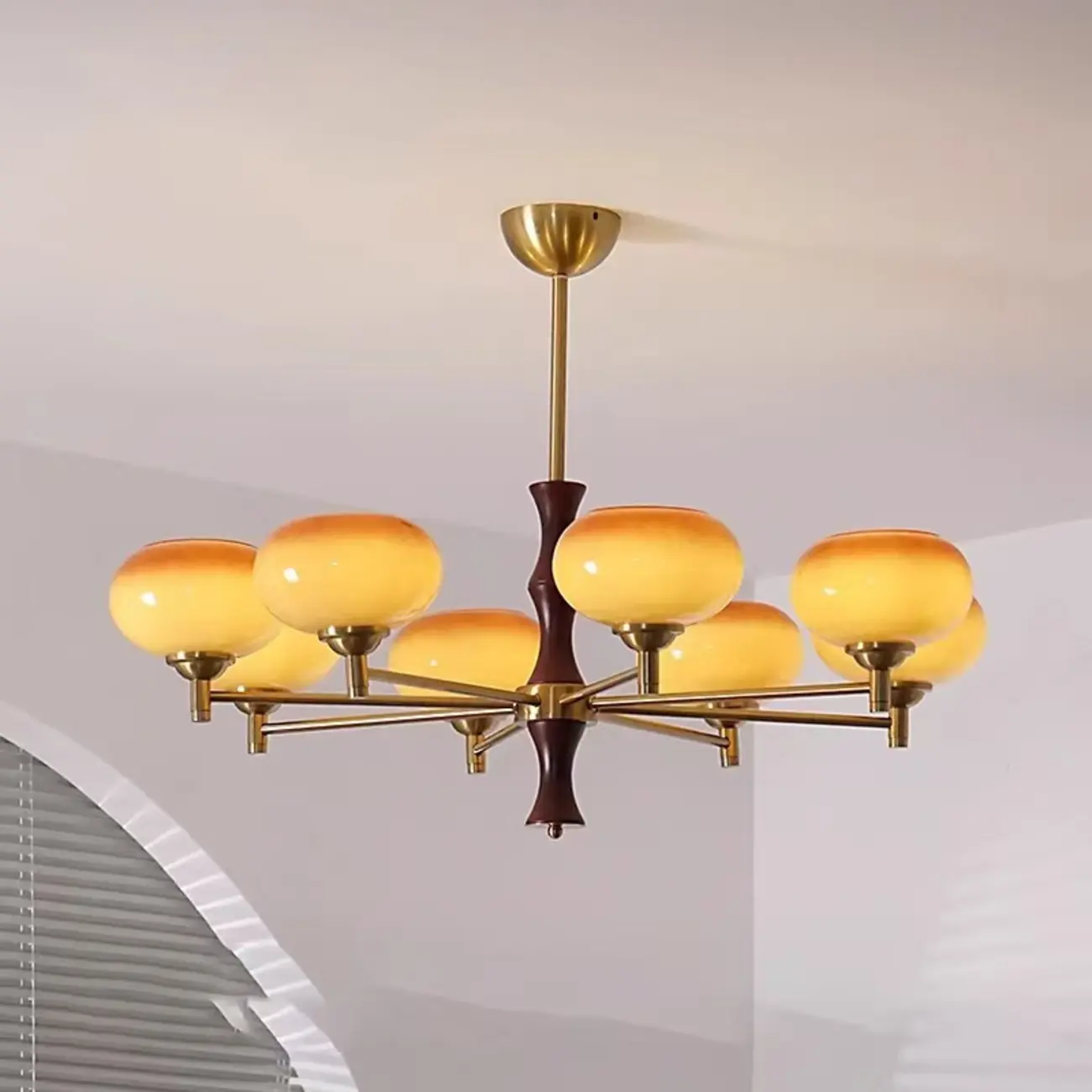 Vintage Elegant Gold Glass Linear Geometric Chandelier Image - 1 | homeyfad