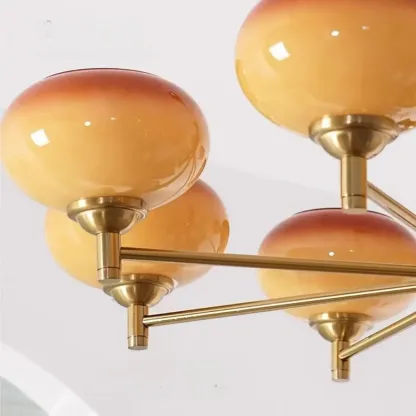 Vintage Elegant Gold Glass Linear Geometric Chandelier Image - 2