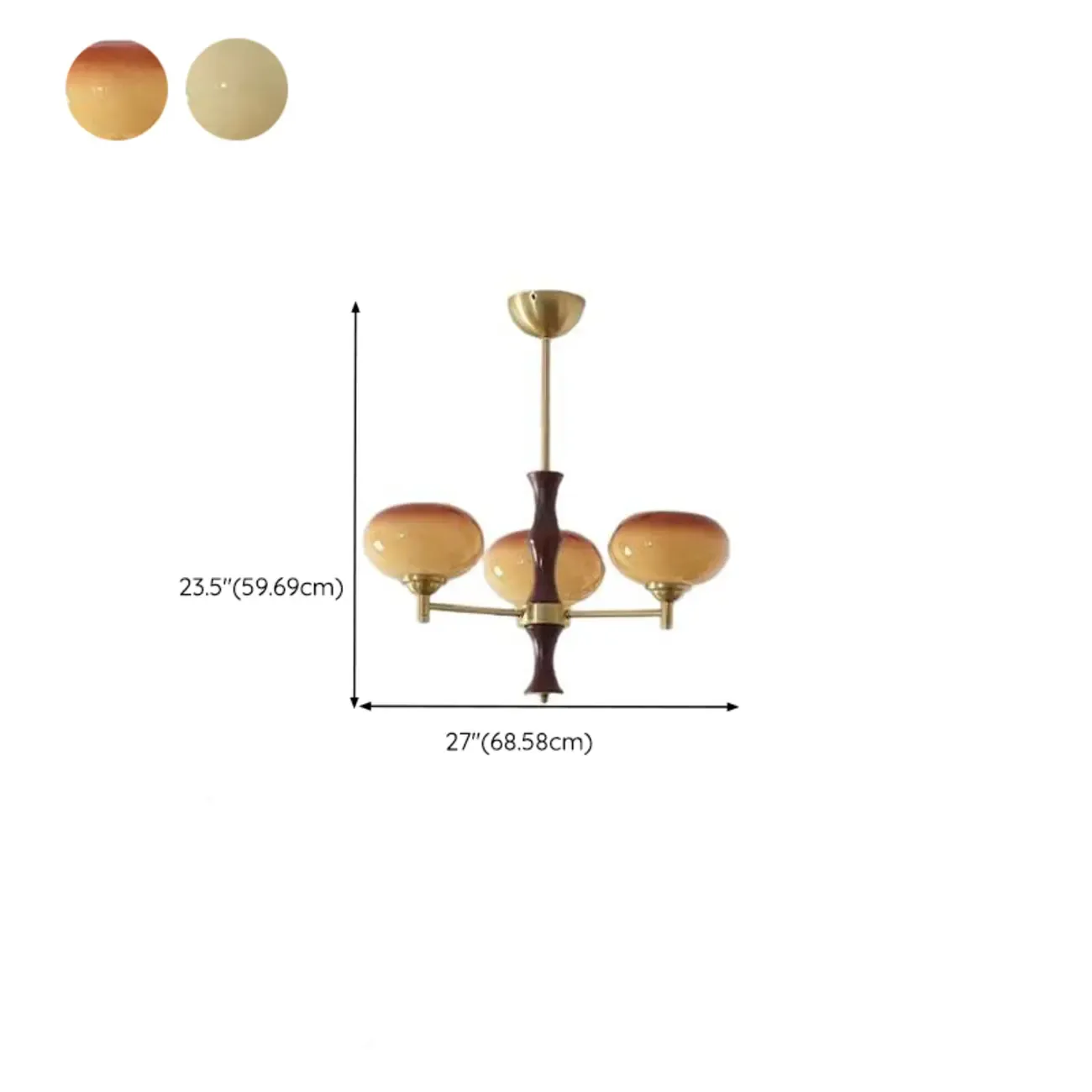 Vintage Elegant Gold Glass Linear Geometric Chandelier #size