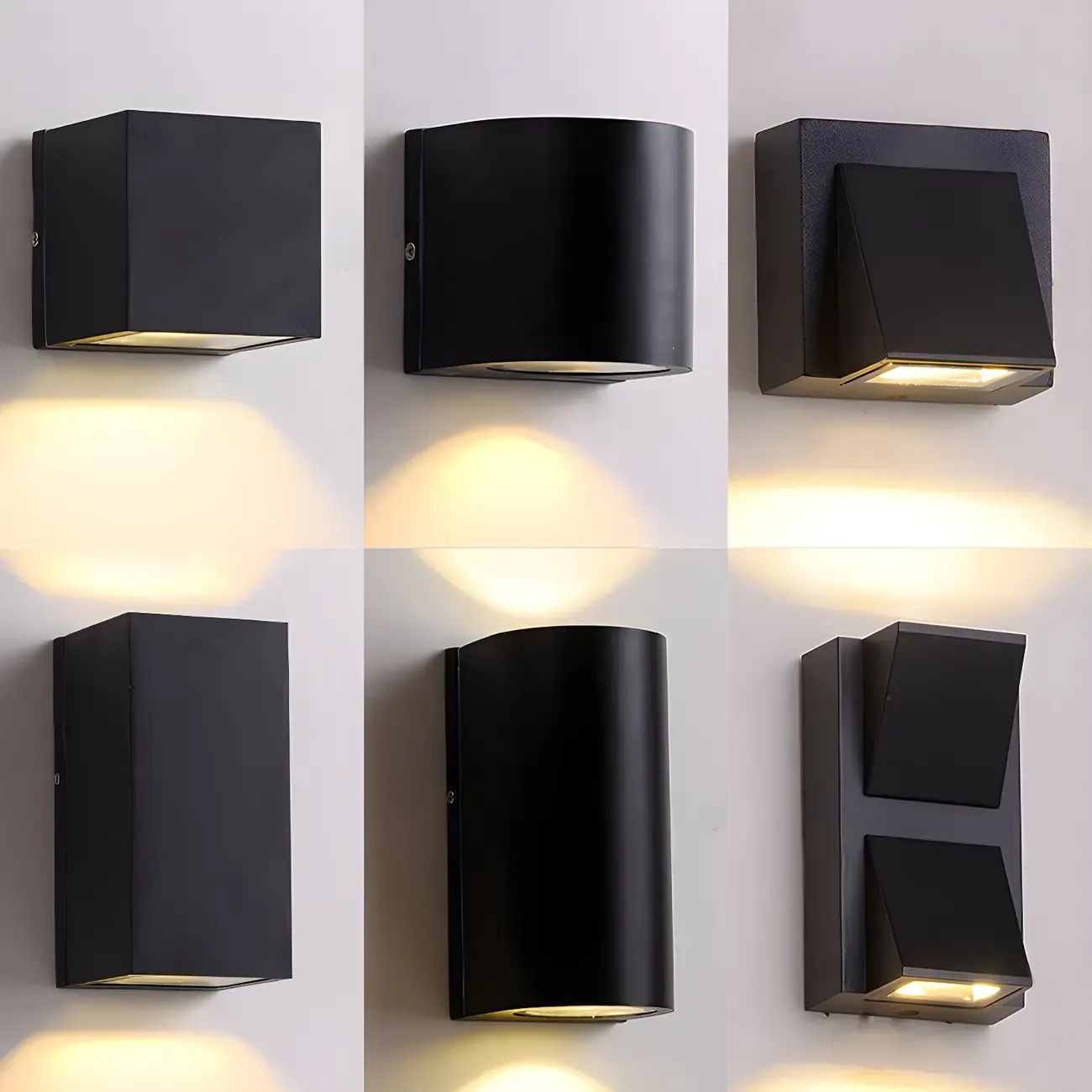 Modern Black LED Rectangular Wall Light for Outdoor Image - 2
