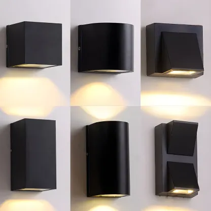 Modern Black LED Rectangular Wall Light for Outdoor Image - 2