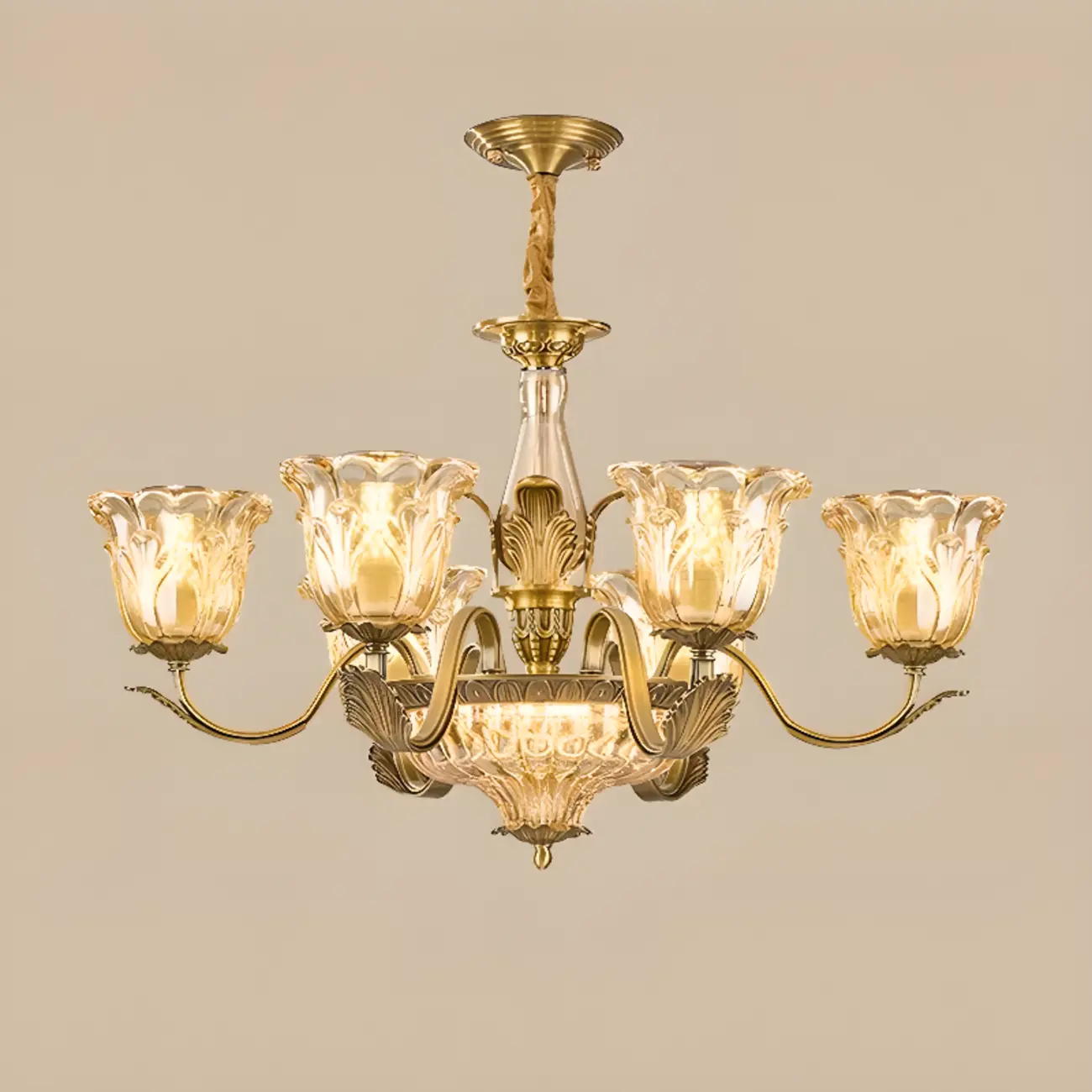 Gold Floral Glass Crystal Linear Modern Chandelier Image - 2 | homeyfad