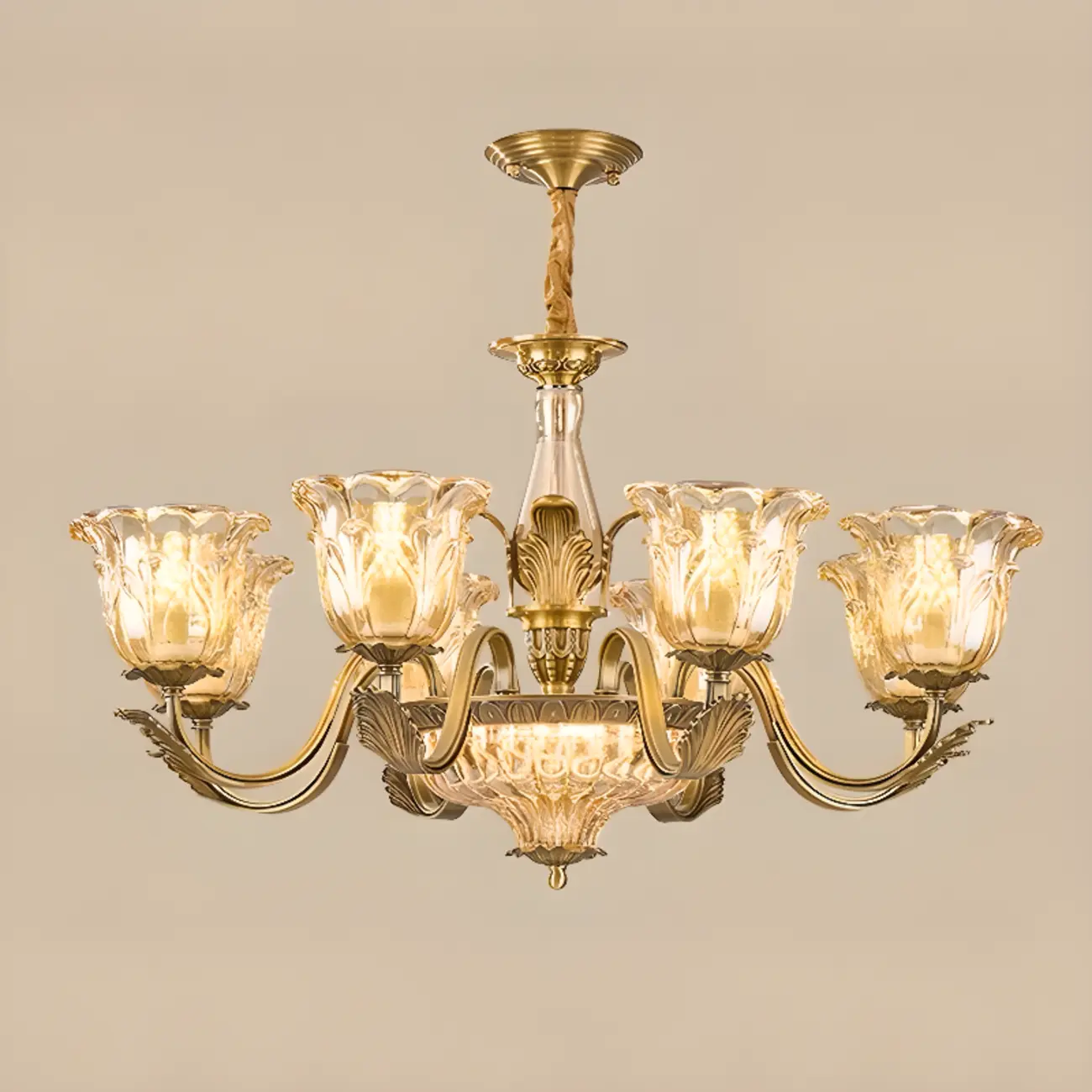 Gold Floral Glass Crystal Linear Modern Chandelier Image - 4 | homeyfad