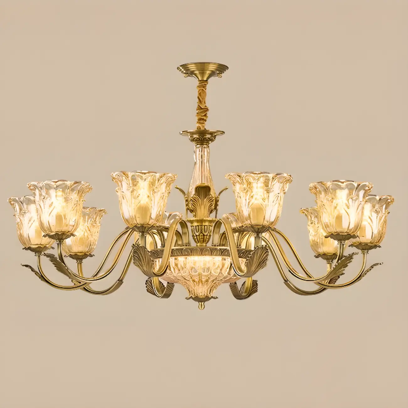 Gold Floral Glass Crystal Linear Modern Chandelier Image - 5 | homeyfad