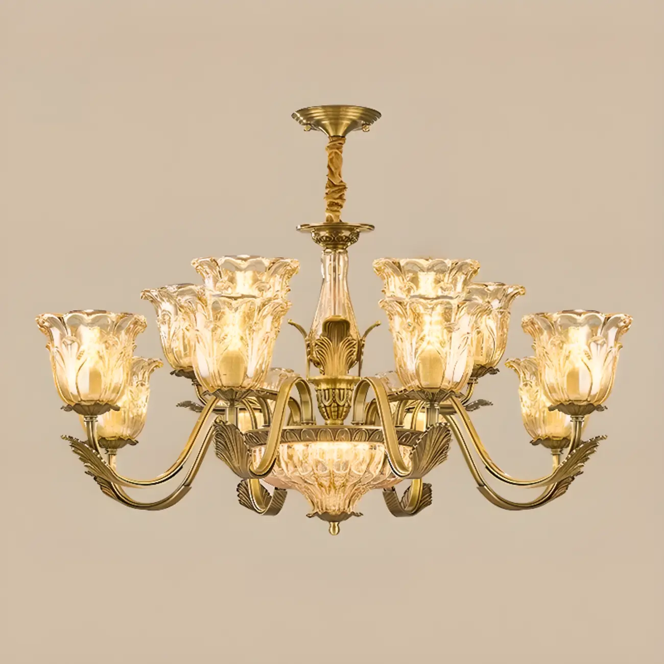 Gold Floral Glass Crystal Linear Modern Chandelier Image - 8 | homeyfad
