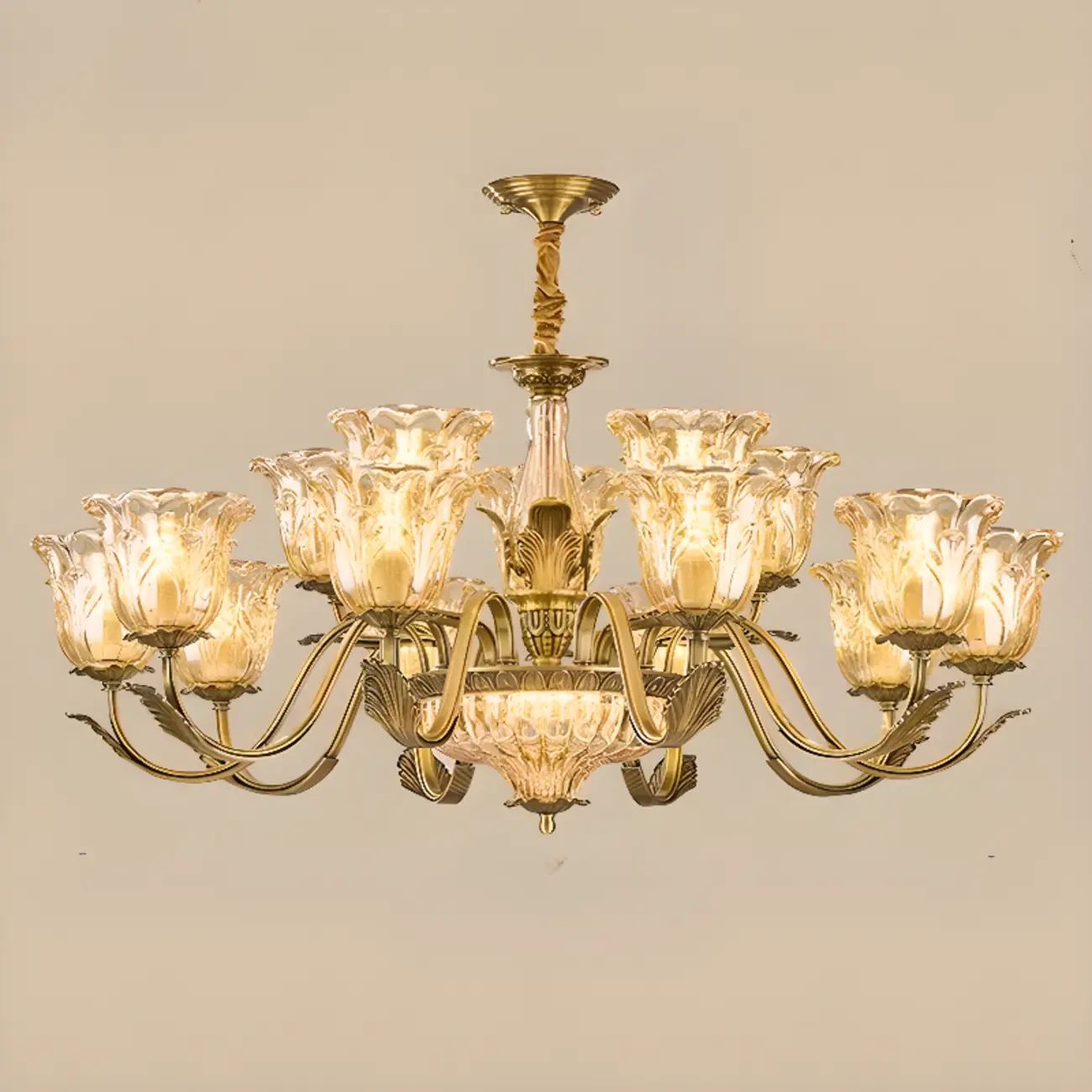 Gold Floral Glass Crystal Linear Modern Chandelier Image - 10 | homeyfad