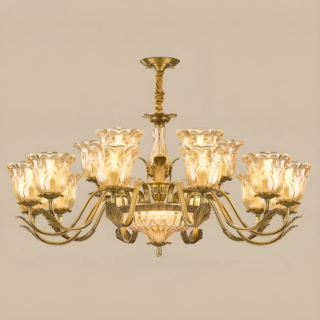 Gold Floral Glass Crystal Linear Modern Chandelier Image - 12 | homeyfad