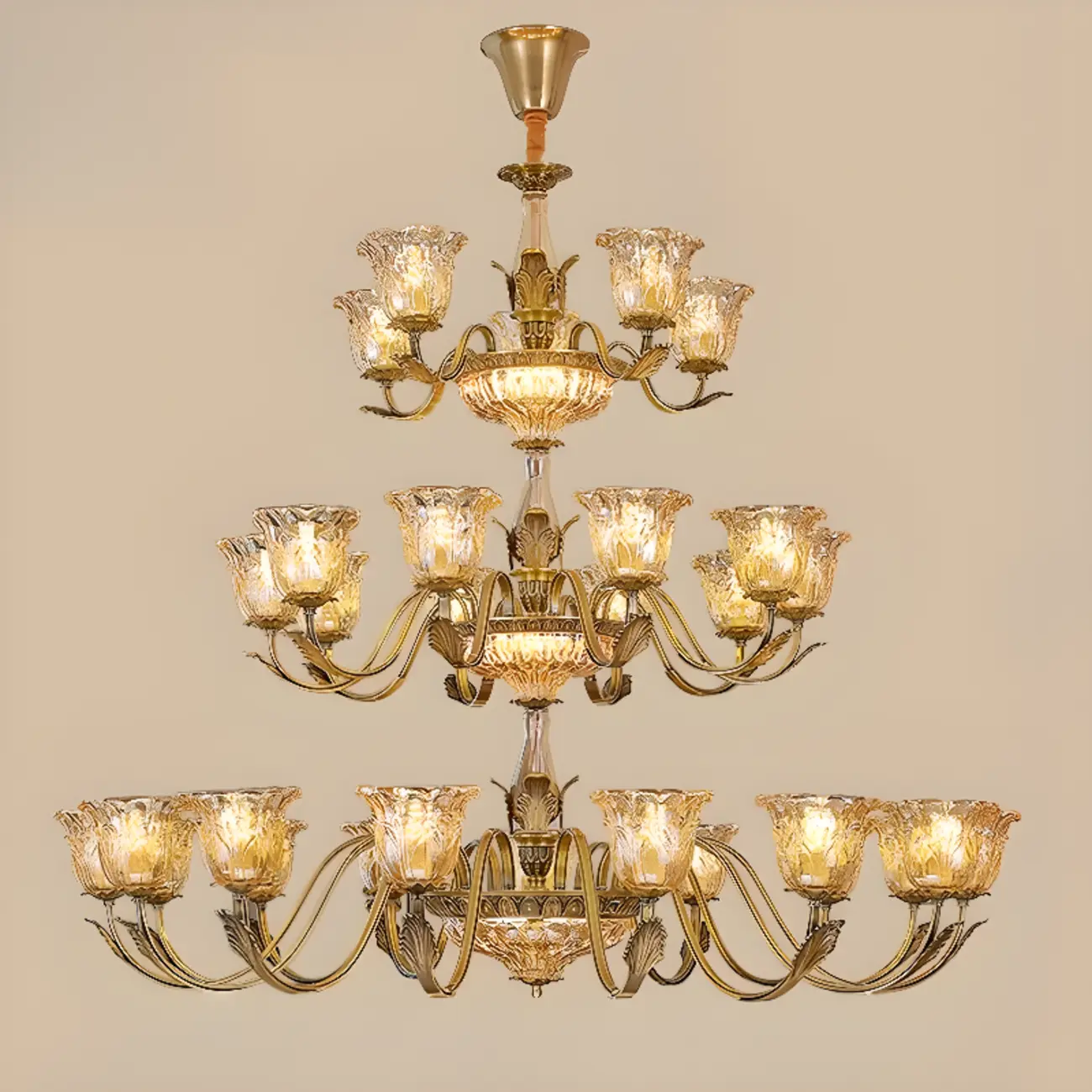 Gold Floral Glass Crystal Linear Modern Chandelier Image - 18 | homeyfad