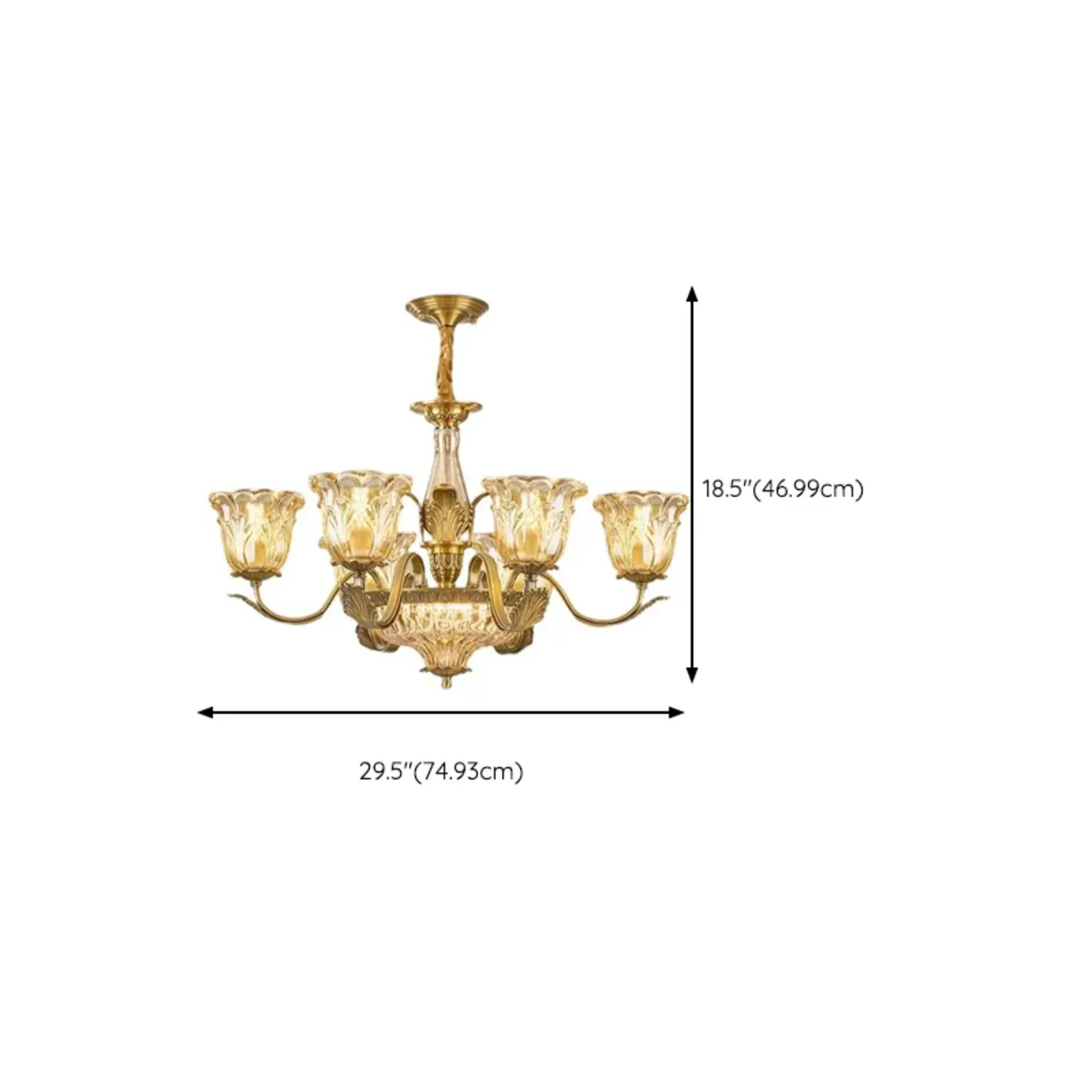 Gold Floral Glass Crystal Linear Modern Chandelier #size | homeyfad