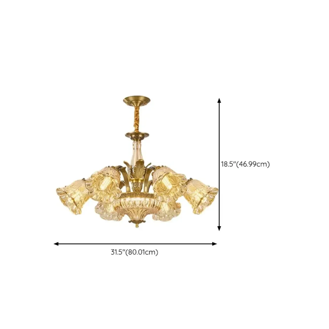 Gold Floral Glass Crystal Linear Modern Chandelier Image - 20