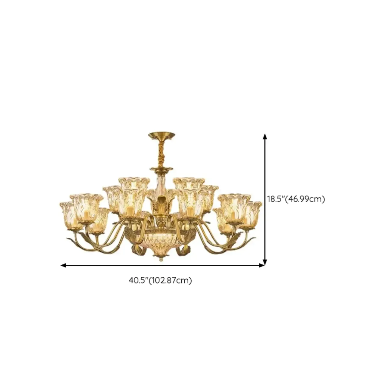 Gold Floral Glass Crystal Linear Modern Chandelier Image - 26