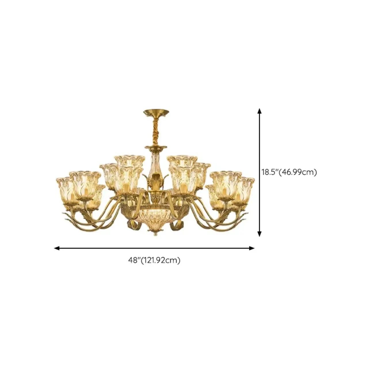 Gold Floral Glass Crystal Linear Modern Chandelier Image - 27