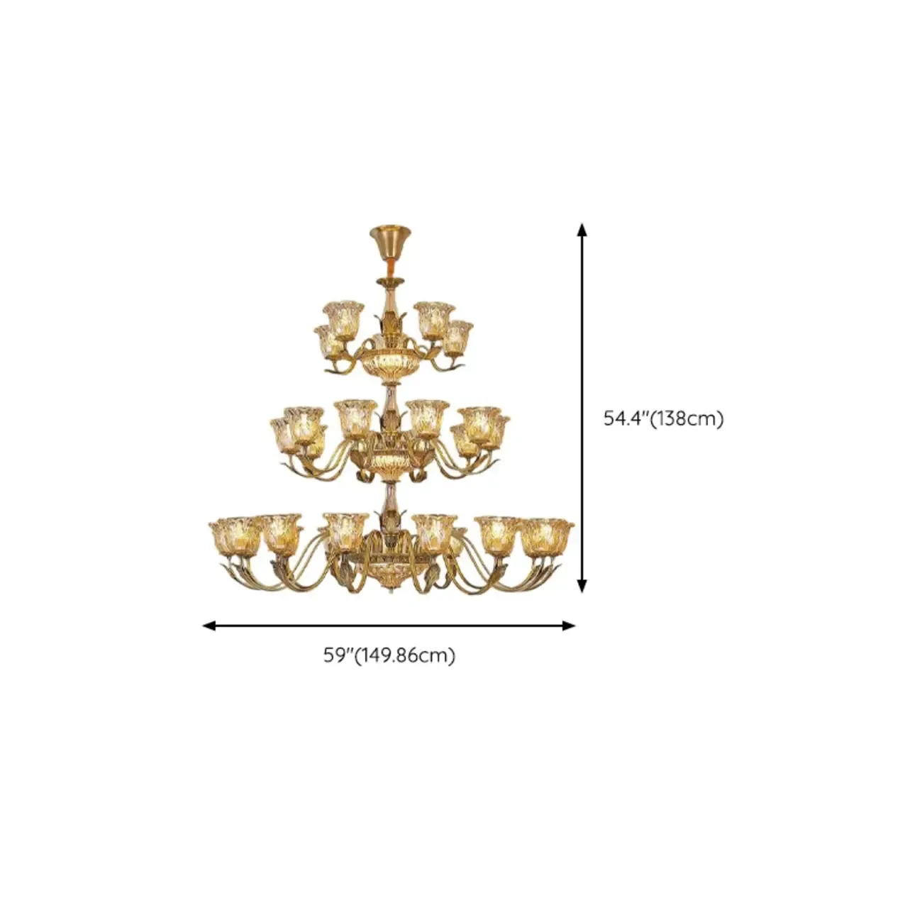 Gold Floral Glass Crystal Linear Modern Chandelier Image - 29