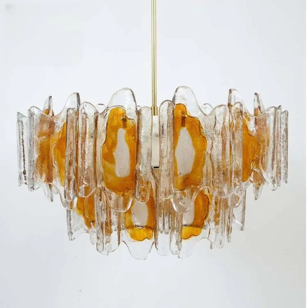Gold Crystal Glass Flower Modern Linear Chandelier Image - 5 | homeyfad