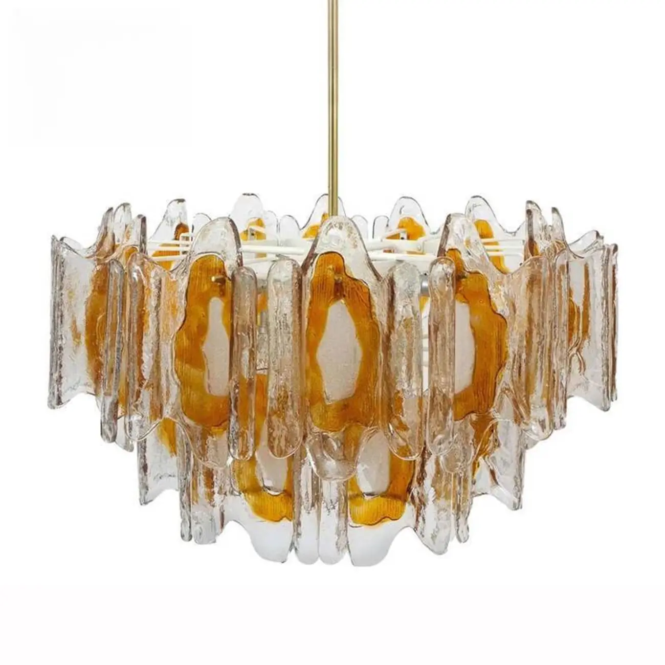 Gold Crystal Glass Flower Modern Linear Chandelier Image - 6 | homeyfad