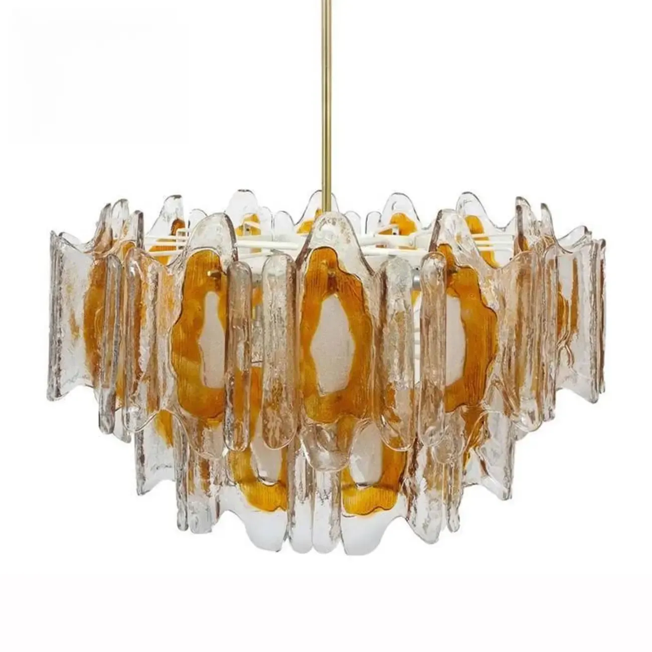 Gold Crystal Glass Flower Modern Linear Chandelier Image - 6