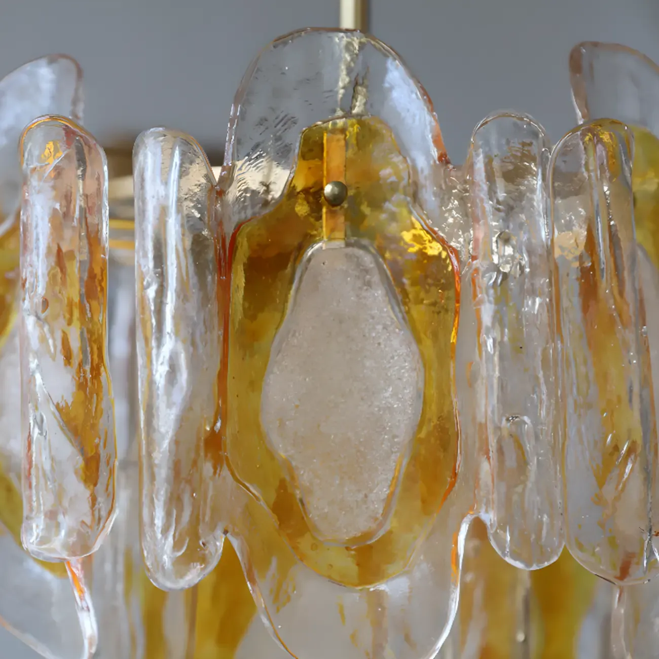 Gold Crystal Glass Flower Modern Linear Chandelier Image - 7