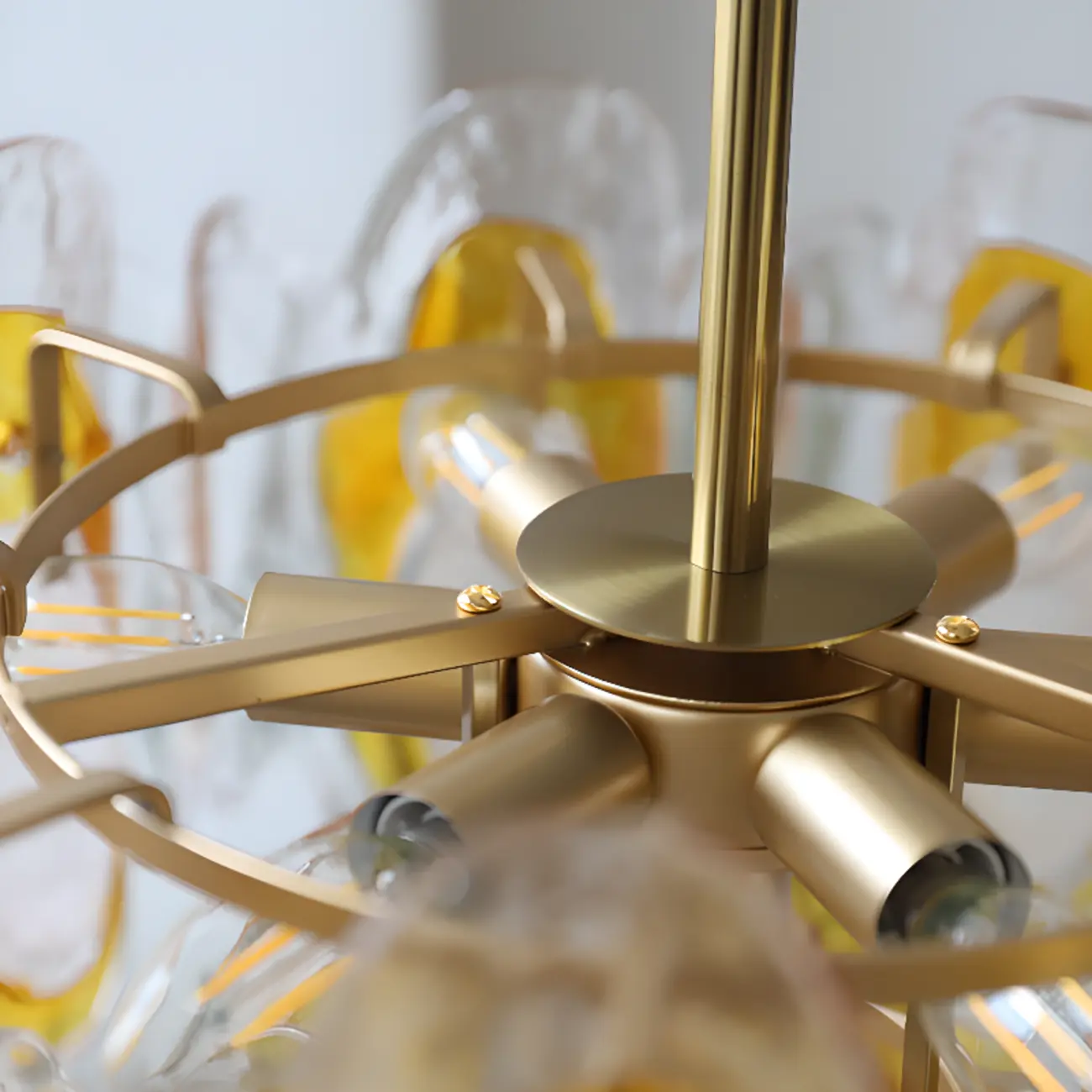 Gold Crystal Glass Flower Modern Linear Chandelier Image - 8 | homeyfad