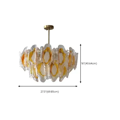 Gold Crystal Glass Flower Modern Linear Chandelier Image - 10
