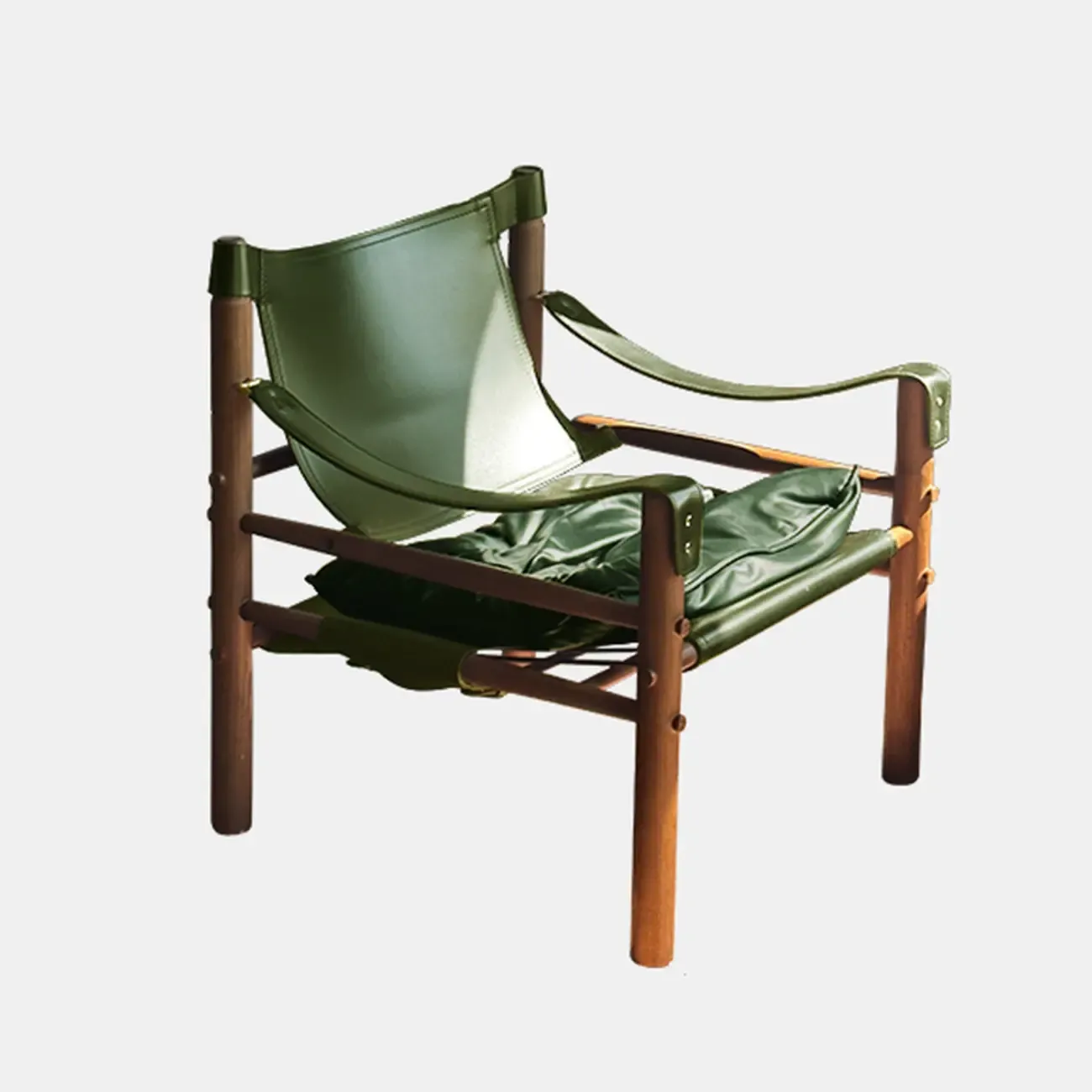 Mid-Century Modern Arm Chair Saddle Leather Living Room Image - 3