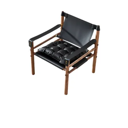 Mid-Century Modern Arm Chair Saddle Leather Living Room Image - 5