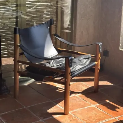 Mid-Century Modern Arm Chair Saddle Leather Living Room Image - 6