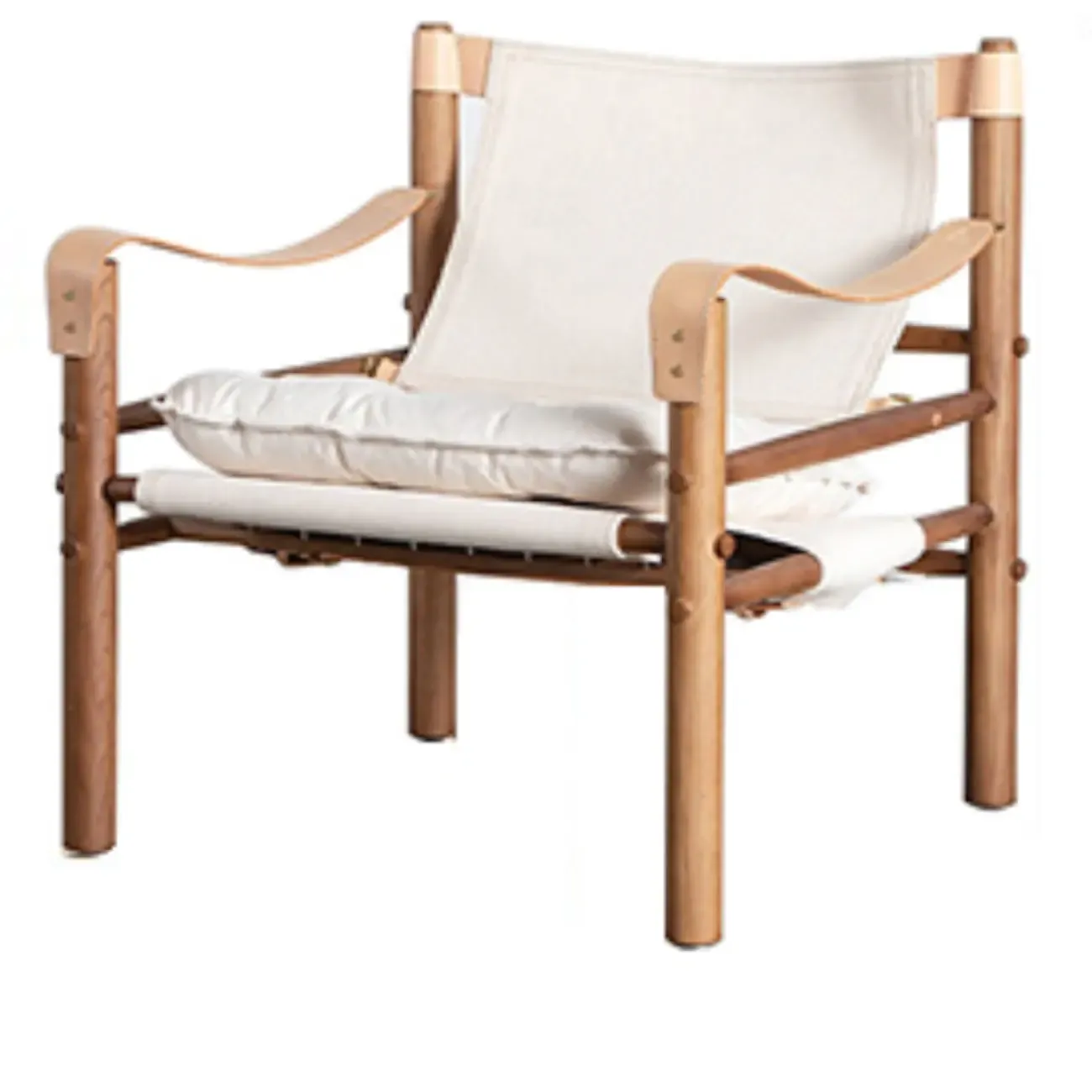 Mid-Century Modern Arm Chair Saddle Leather Living Room Image - 7