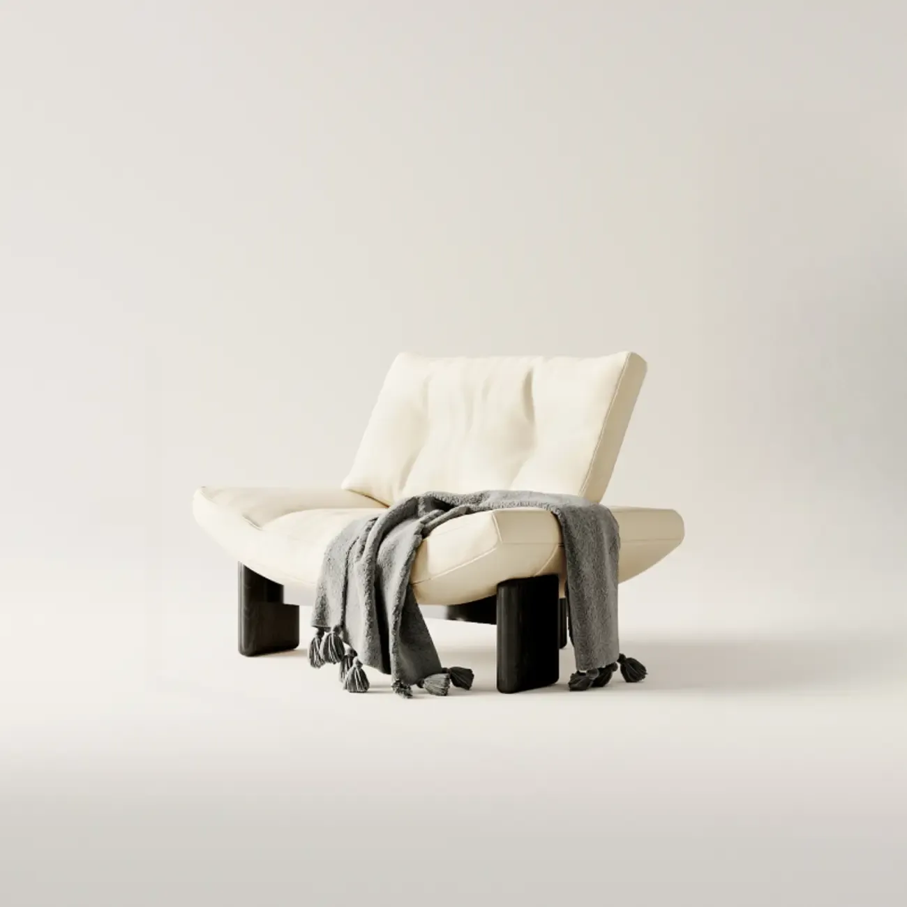 Contemporary Black Tufted Armless Chenille Accent Chair Image - 4