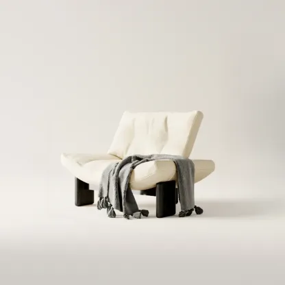 Contemporary Black Tufted Armless Chenille Accent Chair Image - 4