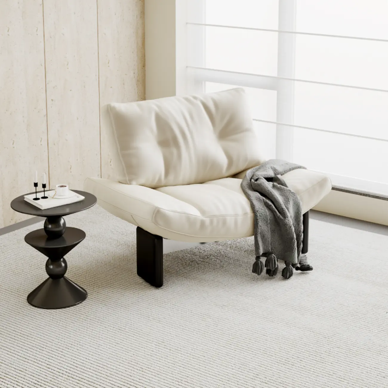 Contemporary Black Tufted Armless Chenille Accent Chair Image - 5 | homeyfad