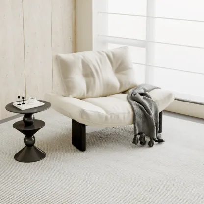 Contemporary Black Tufted Armless Chenille Accent Chair Image - 5