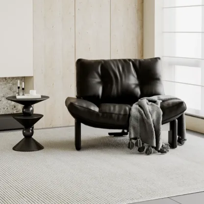 Contemporary Black Tufted Armless Chenille Accent Chair Image - 7