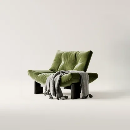 Contemporary Black Tufted Armless Chenille Accent Chair Image - 8