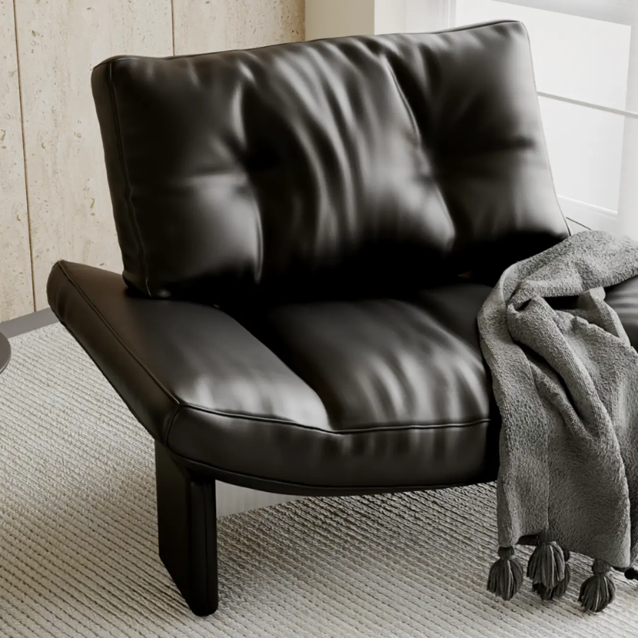 Contemporary Black Tufted Armless Chenille Accent Chair Image - 11 | homeyfad