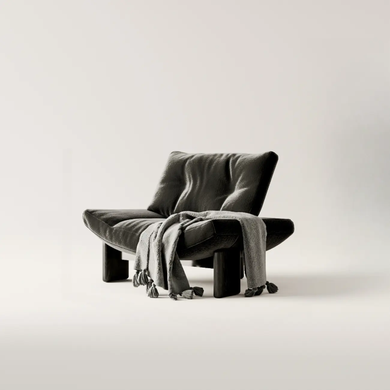 Contemporary Black Tufted Armless Chenille Accent Chair Image - 1 | homeyfad