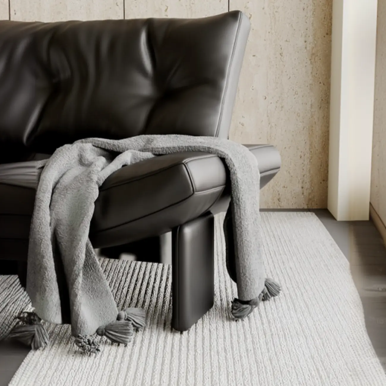 Contemporary Black Tufted Armless Chenille Accent Chair Image - 14 | homeyfad