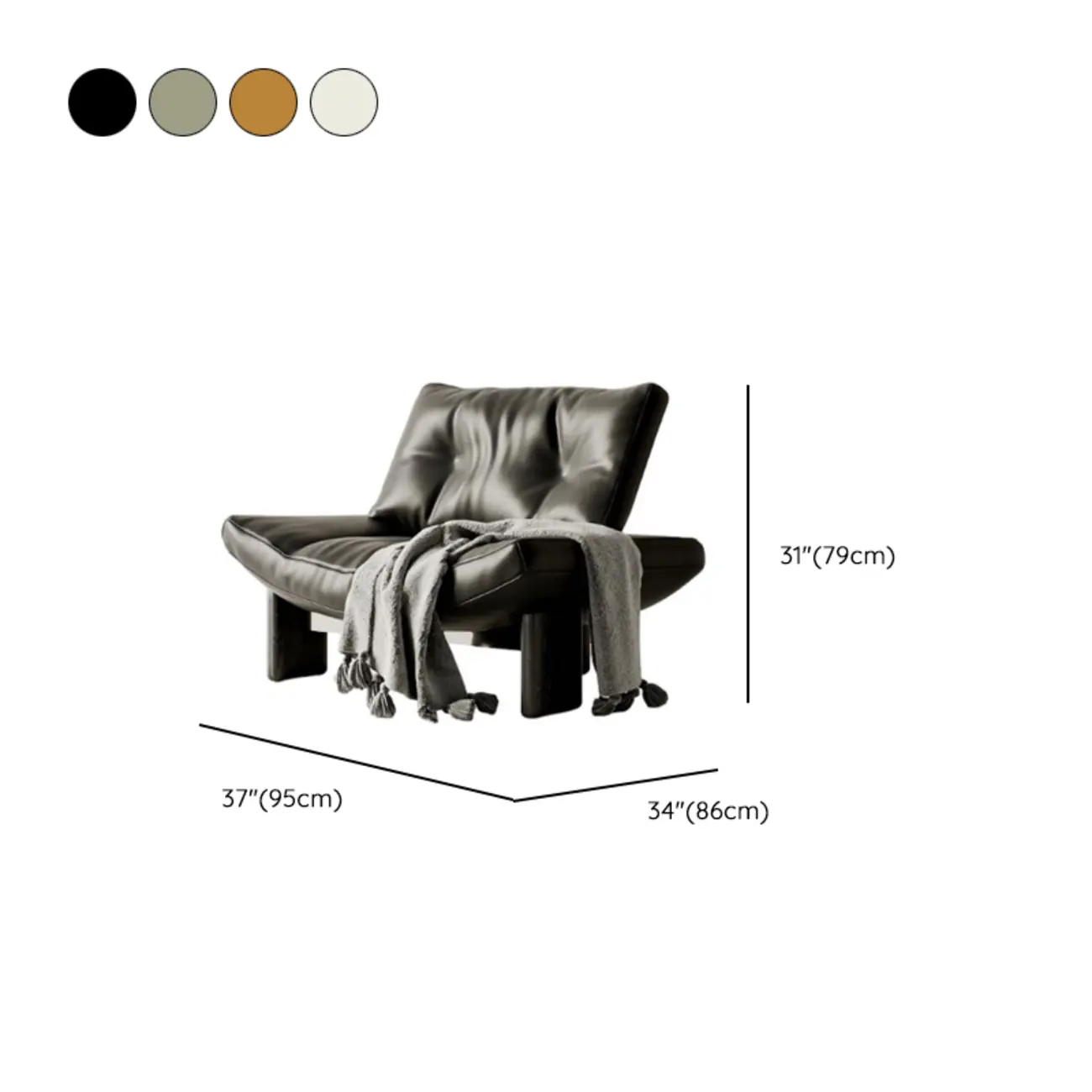 Contemporary Black Tufted Armless Chenille Accent Chair #size | homeyfad