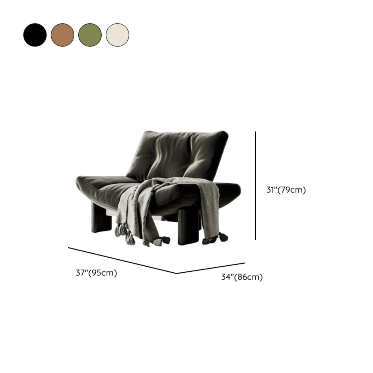 Contemporary Black Tufted Armless Chenille Accent Chair Image - 17 | homeyfad