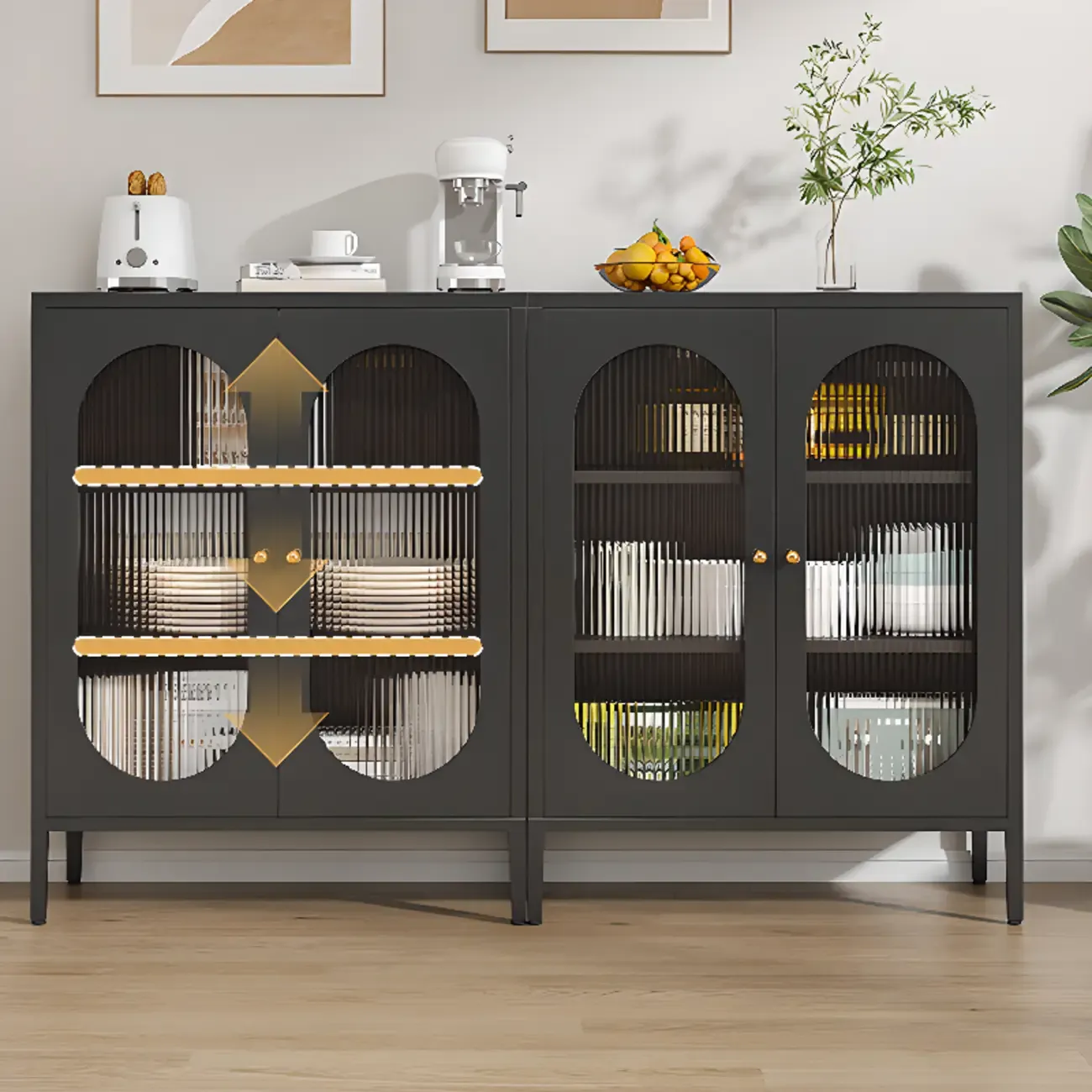 Modern Metal Buffet with Adjustable Shelf, 2/3 Doors Image - 1
