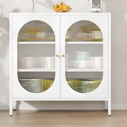 Modern Metal Buffet with Adjustable Shelf, 2/3 Doors Image - 4