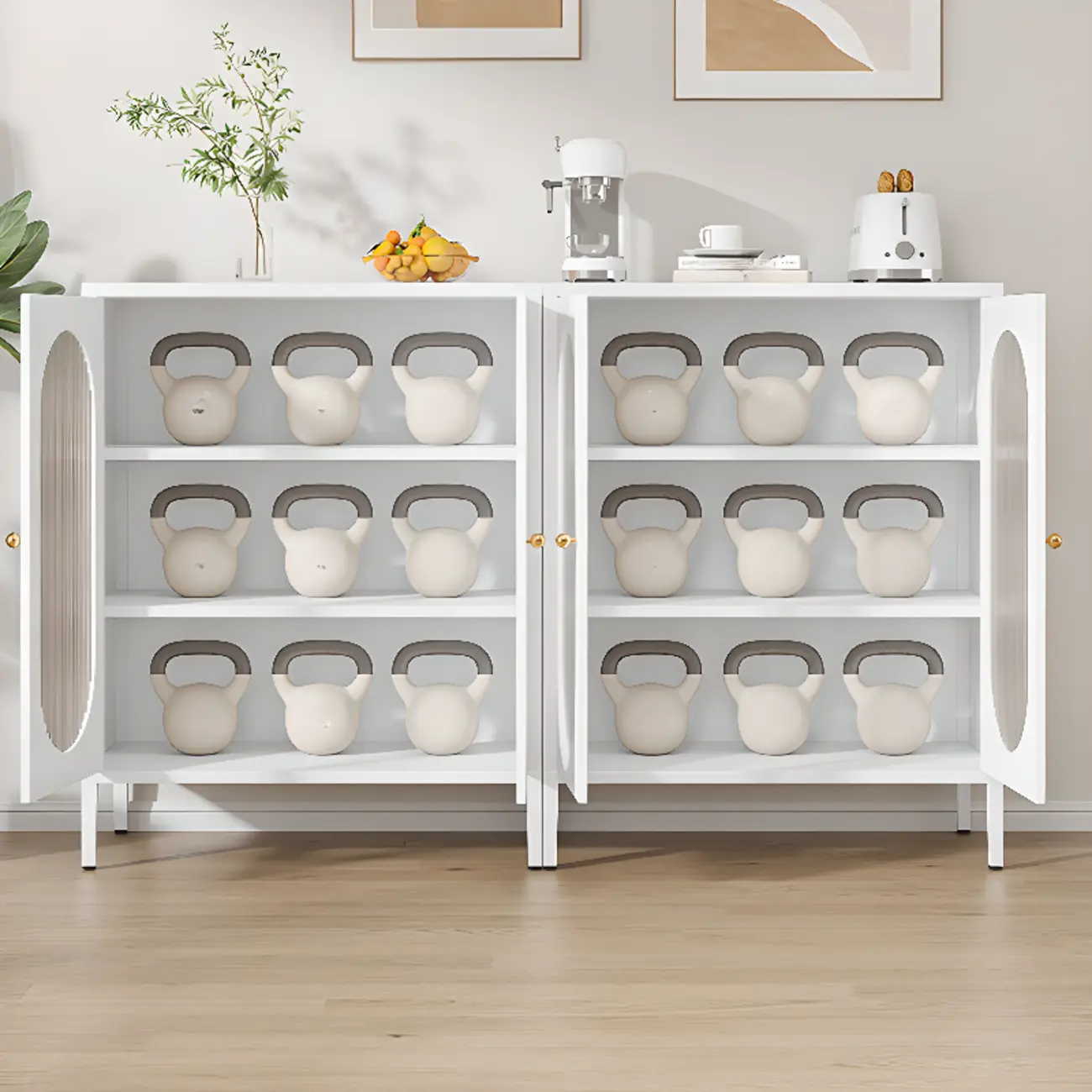 Modern Metal Buffet with Adjustable Shelf, 2/3 Doors Image - 6 | homeyfad