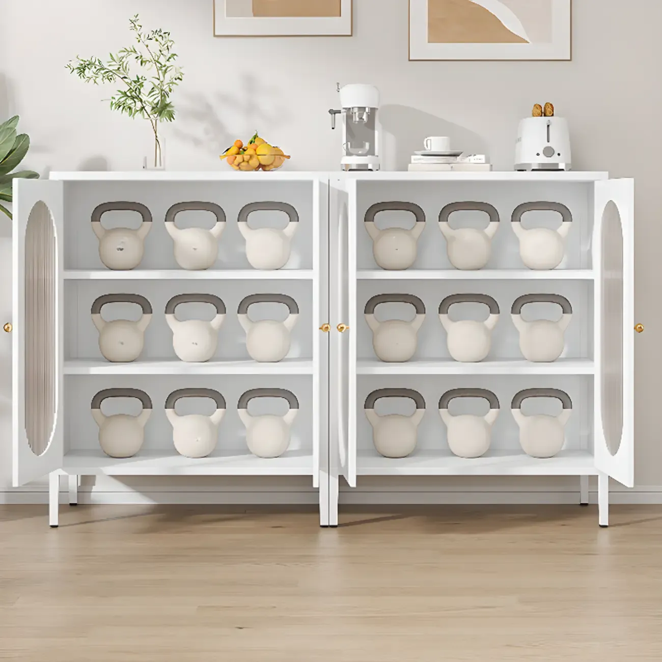 Modern Metal Buffet with Adjustable Shelf, 2/3 Doors Image - 6