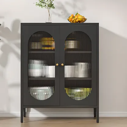Modern Metal Buffet with Adjustable Shelf, 2/3 Doors Image - 7