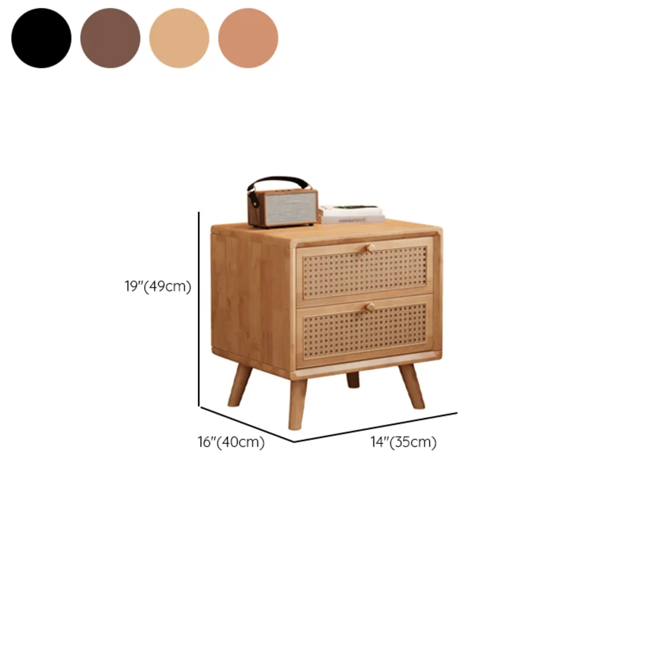 Small Elegant Rattan Drawer Wood Nightstand with Legs #size | homeyfad