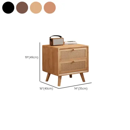 Small Elegant Rattan Drawer Wood Nightstand with Legs #size