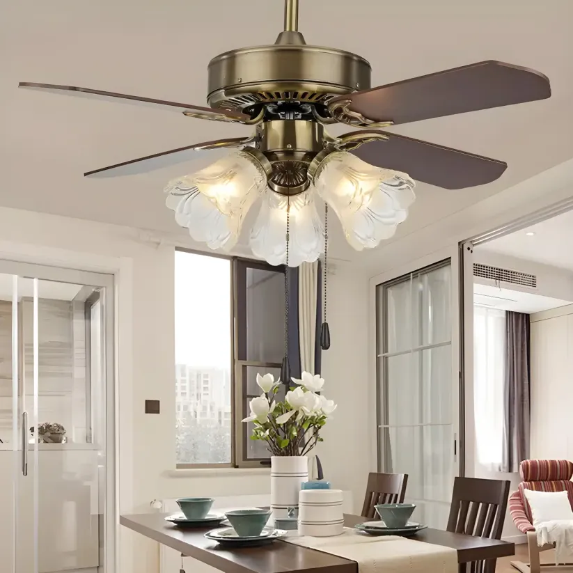 4-Blade Wood Ceiling Fan with Lights