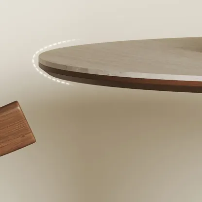 Modern Round Stone Top Pedestal Dining Table Image - 6