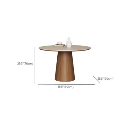 Modern Round Stone Top Pedestal Dining Table Image - 9